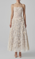 Flowering Girl Women Floral Lace Strap Midi Dress