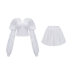 Flowering Girl Women tiffany White off-shoulder Ruched Blouse & Skirt Set