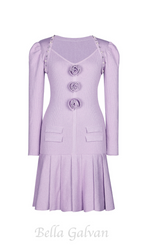 Flowering Girl Women flower knit mini dress in pale purple