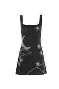 Flowering Girl Women Sylvia Rhinestone Embellished Sky Mini Dress in black