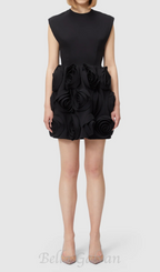 Flowering Girl Women xaviera rose applique mini dress in black