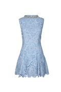 Flowering Girl Women pandora Flower Lace Mini Dress in blue
