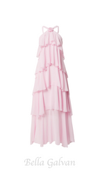 Flowering Girl Women layer-embellished Neckholder maxi dress in pink