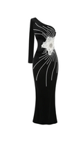 Flowering Girl Women Calista Olive Black One Shoulder Velvet Maxi Dress