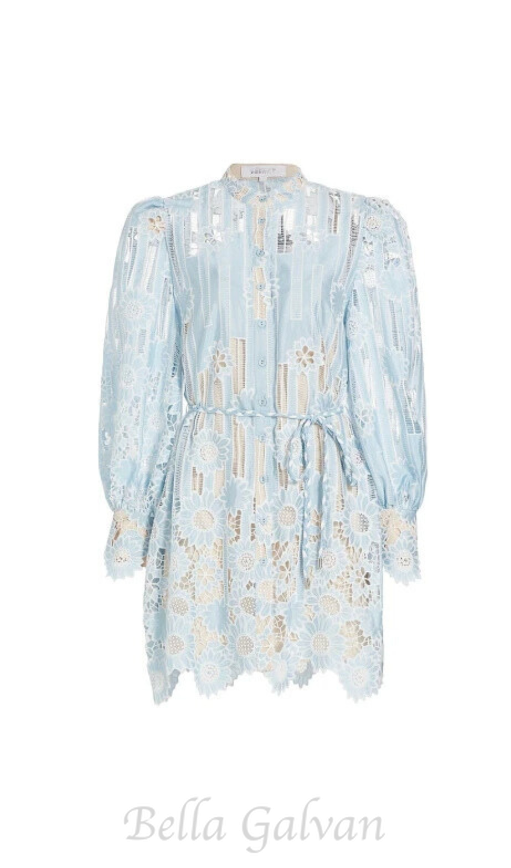 Flowering Girl Women Jetsetter hollow long sleeve Mini Dress In Blue
