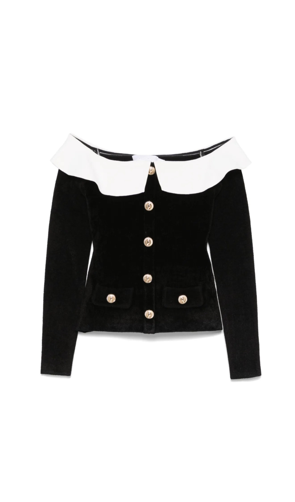 Flowering Girl Women Claire Chenille Knit Off Shoulder Top In Black