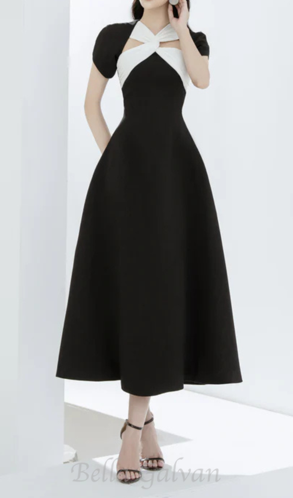 Flowering Girl Women Andrea cut out a-line midi dress in black