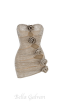 Flowering Girl Women off-shoulder crystal-embellished mini dress in silver