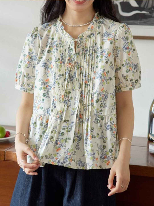 kelly Daily Auricular Collar Bow Tie Blouse