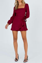 Flowering Girl Women Long Sleeve Villa Mini Dress