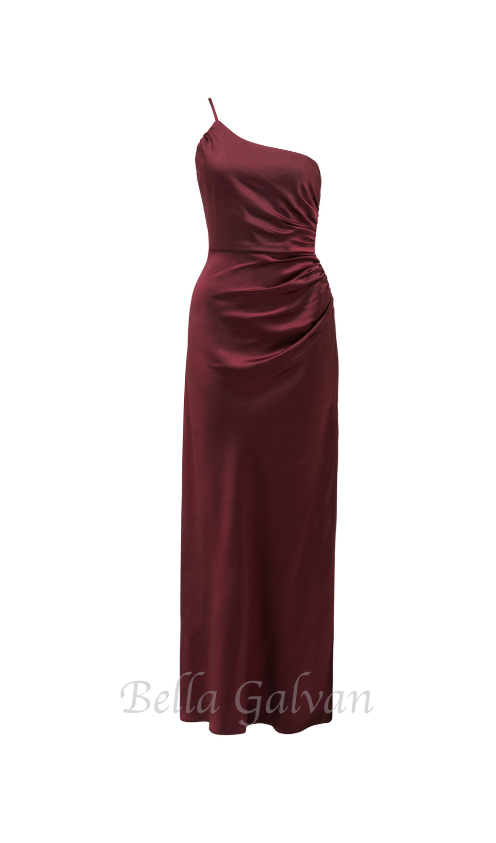 Flowering Girl Women bordeaux one shoulder satin maxi dress