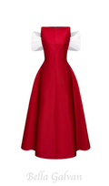 Flowering Girl Women elfa boat-neck midi dress in red
