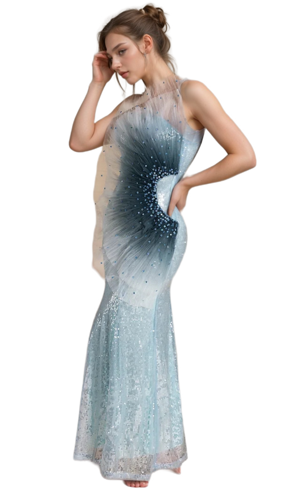 Flowering Girl Women alyssa Samira Gradient Embellished Mermaid Maxi Dress