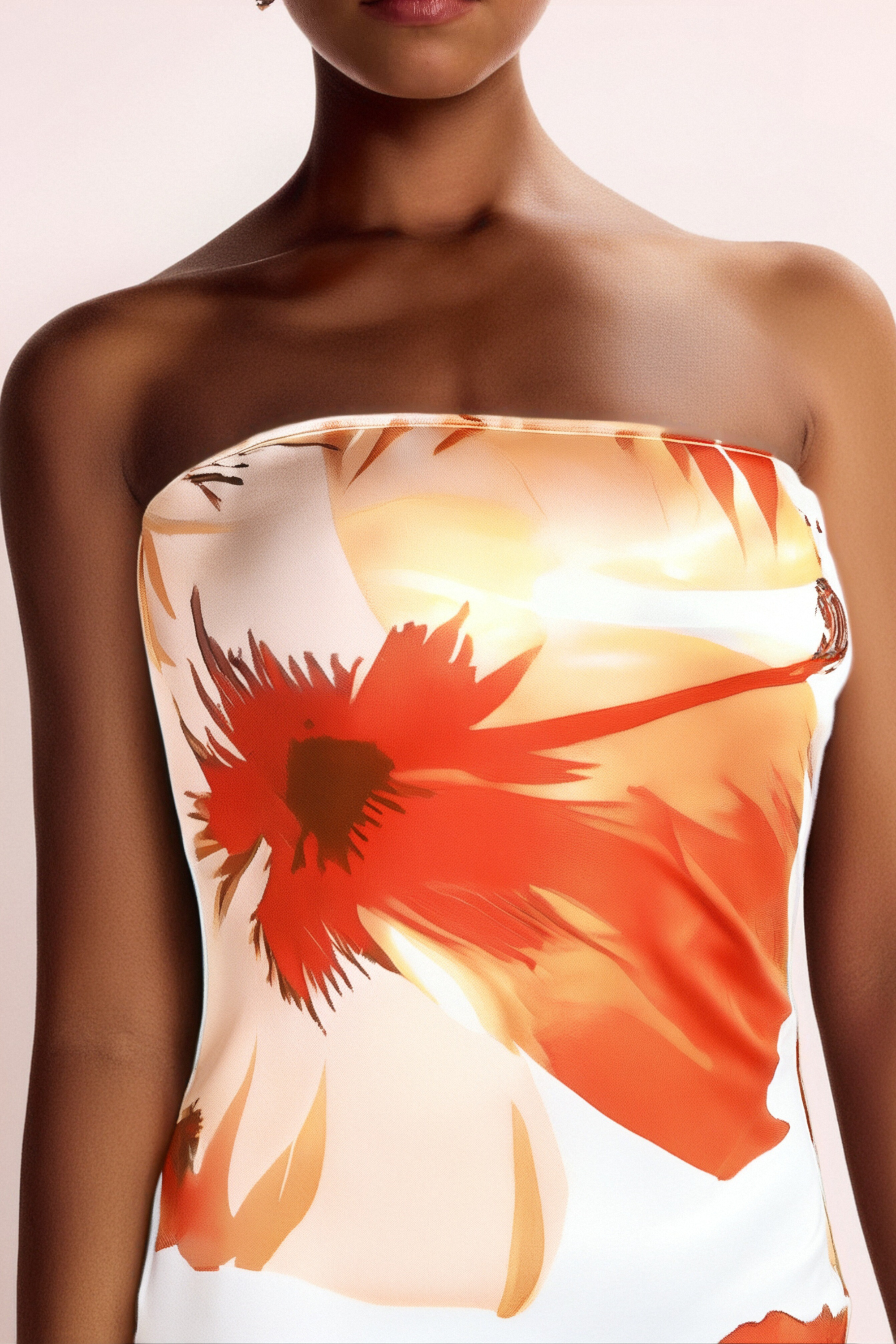 Flowering Girl Women Sarrides Strapless Print Midi Dress