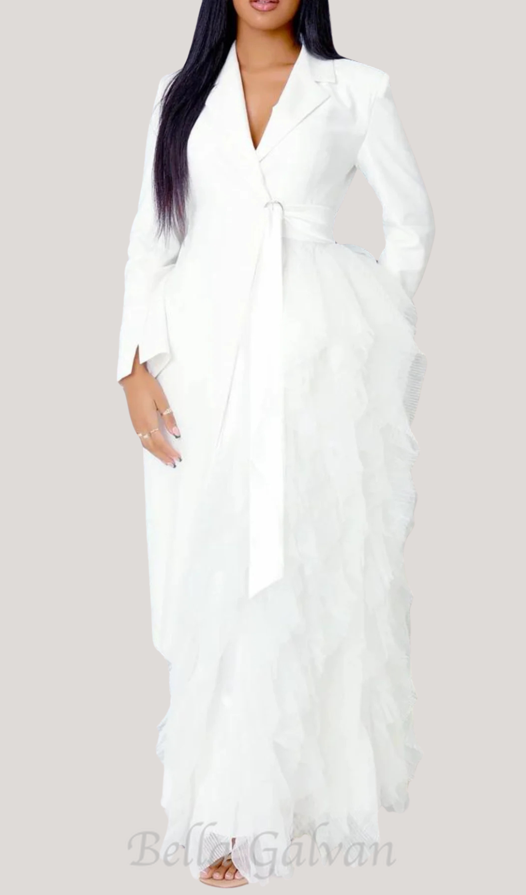 Flowering Girl Women Dataya Mesh Patchwork Coat in White
