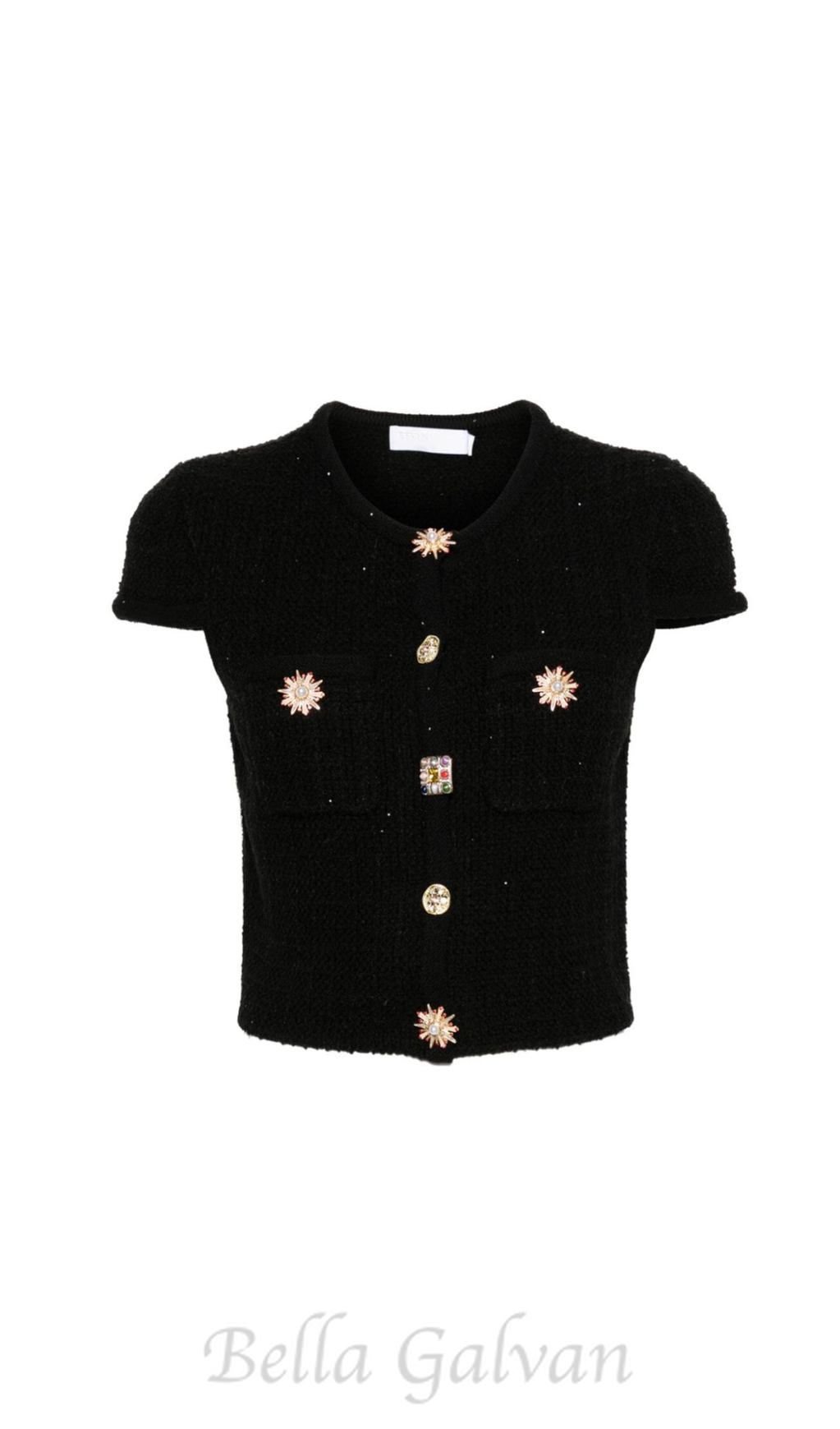 Flowering Girl Women crystal embellished-buttons cardigan in black