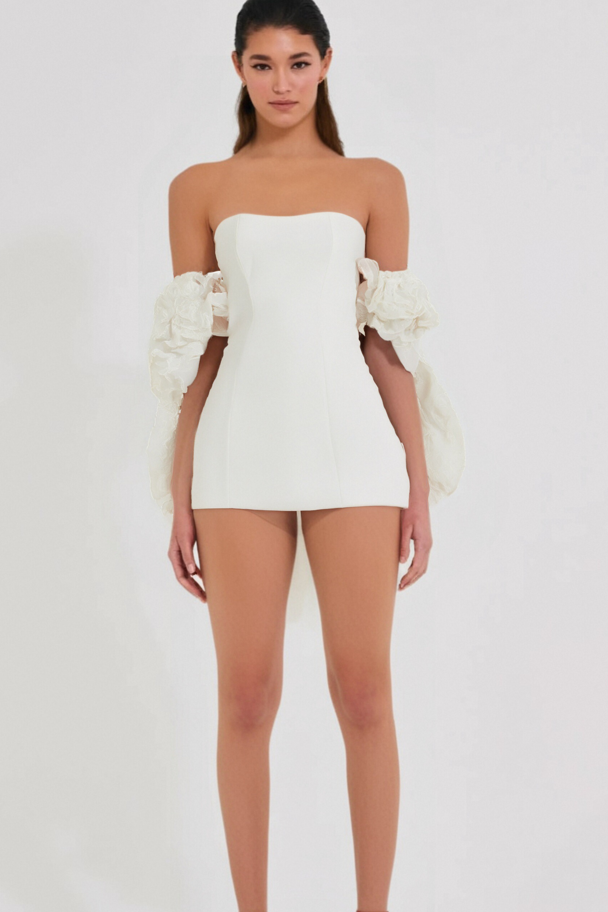 Flowering Girl Women Liliane White Floral-Appliqué Bolero & Dress Matching Set