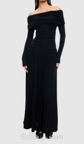 Flowering Girl Women sara bodycon strapless long sleeve maxi dress in black