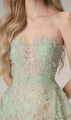 Flowering Girl Women GREEN FLORAL LACE EMBROIDER MIDI DRESS
