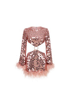 Flowering Girl Women Sequinned Feather-Trim Mini Dress