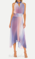 Flowering Girl Women halter neck pleated midi dress in lavender tie dye