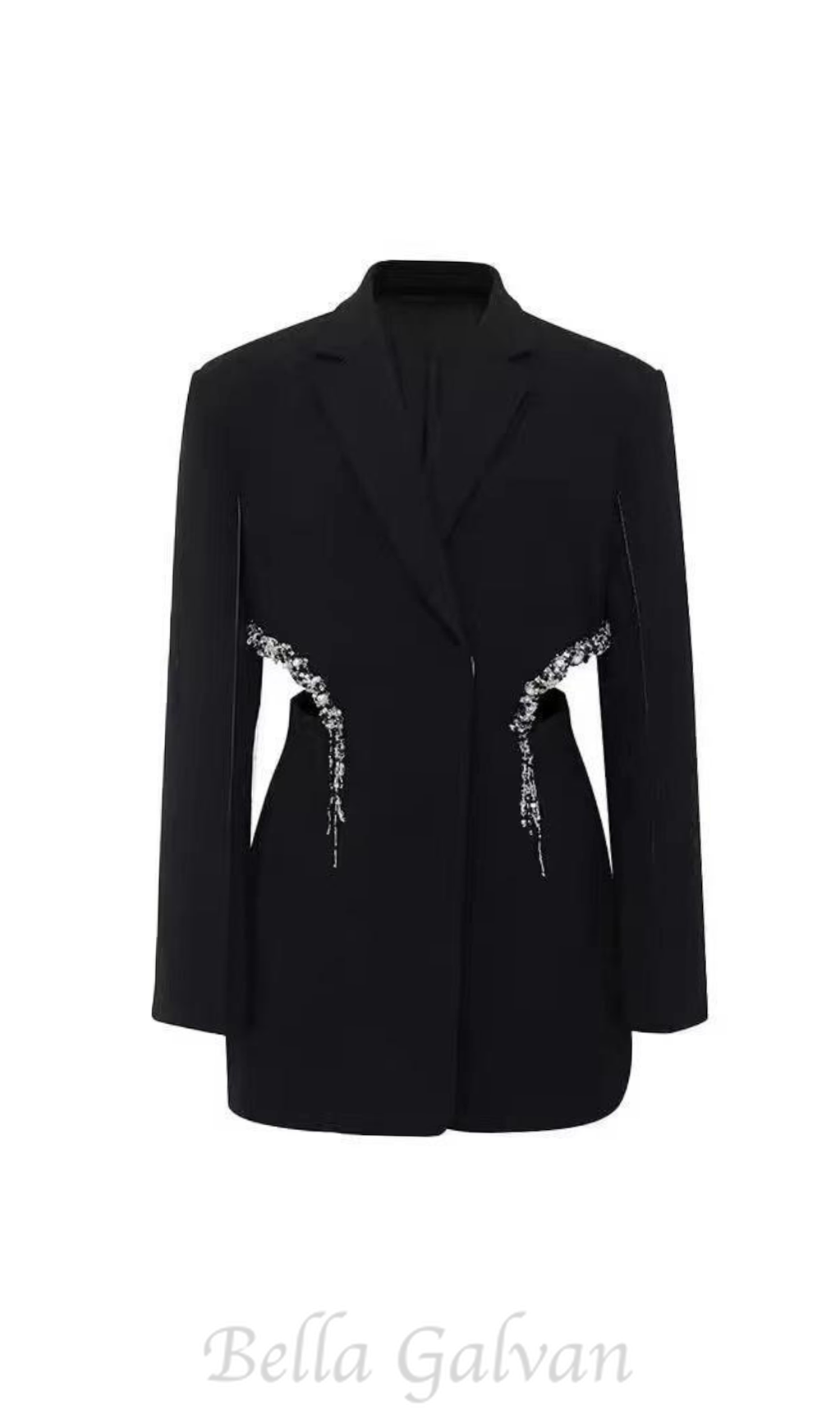 Flowering Girl Women crystal-embellished cut out blazer dress in black