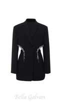 Flowering Girl Women crystal-embellished cut out blazer dress in black