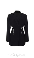 Flowering Girl Women crystal-embellished cut out blazer dress in black