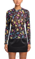 Flowering Girl Women Floral Puckered Lace Top in black multi