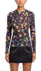 Flowering Girl Women Floral Puckered Lace Top in black multi