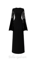 Flowering Girl Women stephanie slit-sleeve bodycon maxi dress in black