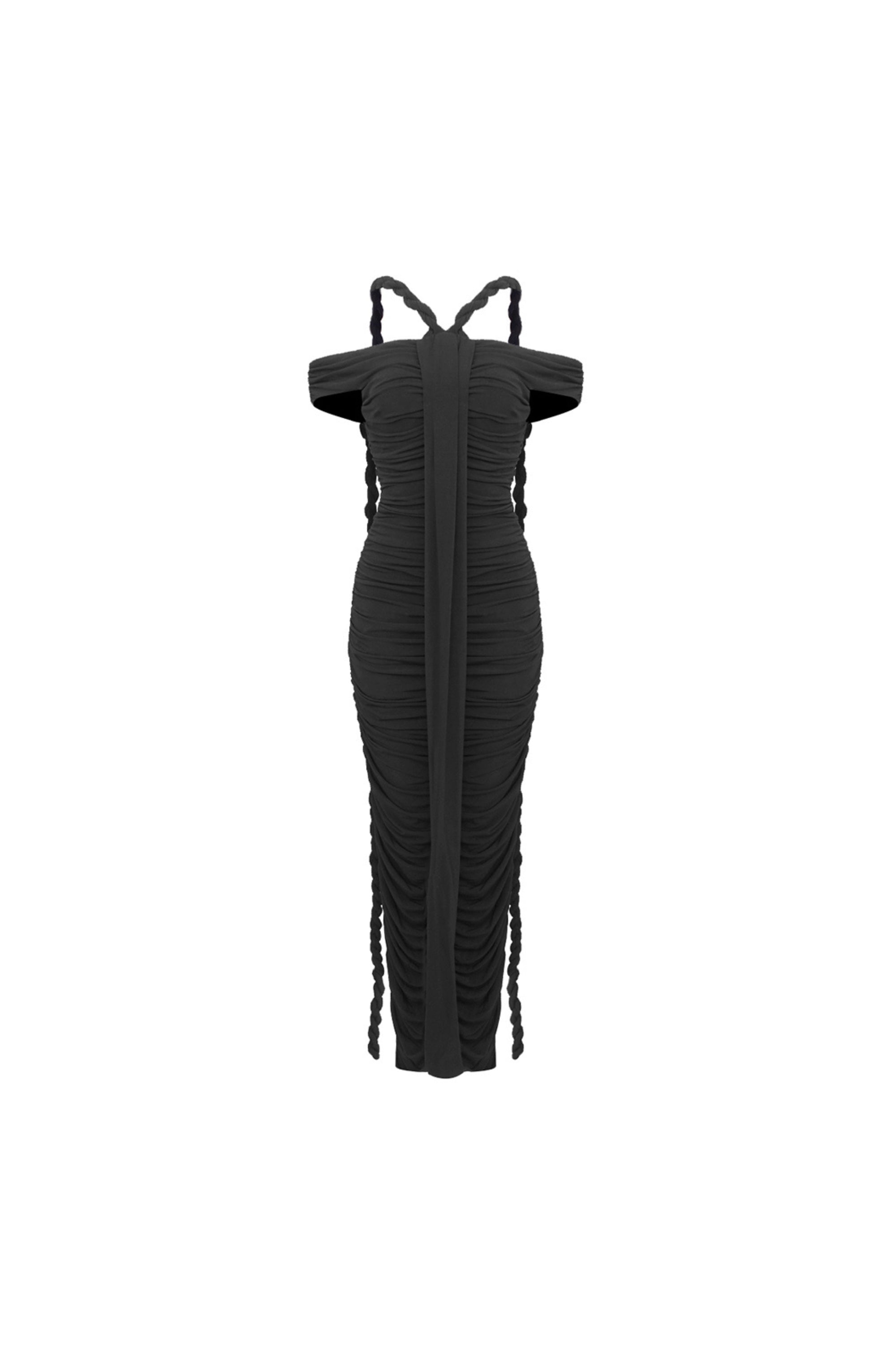 Flowering Girl Women Bandage Off Shoulder Maxi Dress In Black
