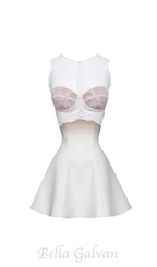 Flowering Girl Women nude ombre off-white under-bust corset mini skirt set