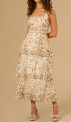 Flowering Girl Women floral midi dress in ivory-rust