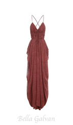 Flowering Girl Women sally pleated midi dress in rust red