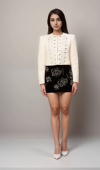 Flowering Girl Women Nerina white crystal-embellished tweed jacket