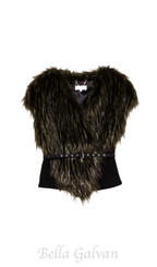 Flowering Girl Women faux fur patchwork cardigan vest