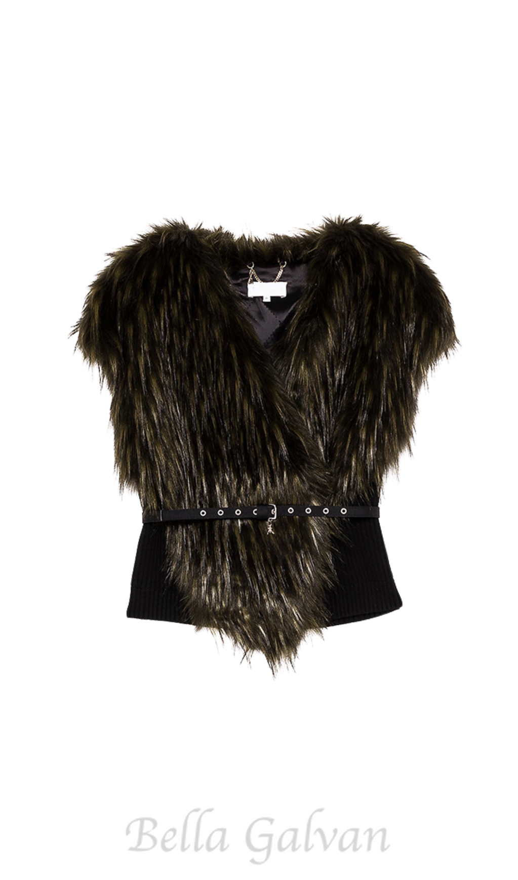 Flowering Girl Women faux fur patchwork cardigan vest