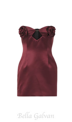 Flowering Girl Women Ebrar Strapless Flower Satin Mini Dress