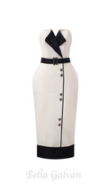 Flowering Girl Women Regina Pegged Semi-Heart Neck Tweed Midi Dress
