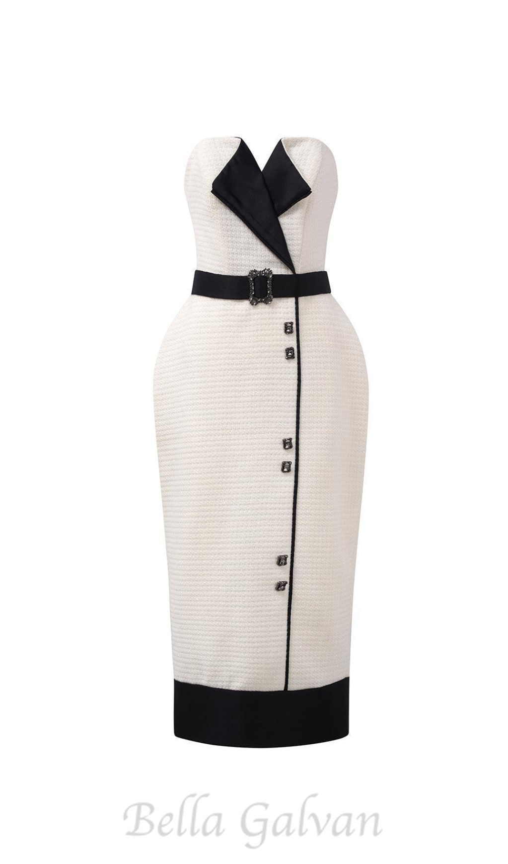 Flowering Girl Women Regina Pegged Semi-Heart Neck Tweed Midi Dress