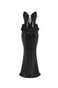 Flowering Girl Women vivien off-shoulder sequin prom maxi dress in black