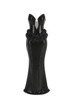 Flowering Girl Women vivien off-shoulder sequin prom maxi dress in black