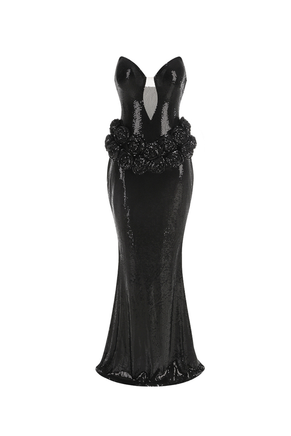 Flowering Girl Women vivien off-shoulder sequin prom maxi dress in black