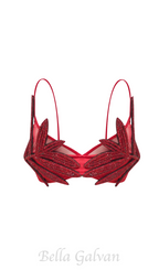 Flowering Girl Women Vieby Leaf Crystal Bralette in Red