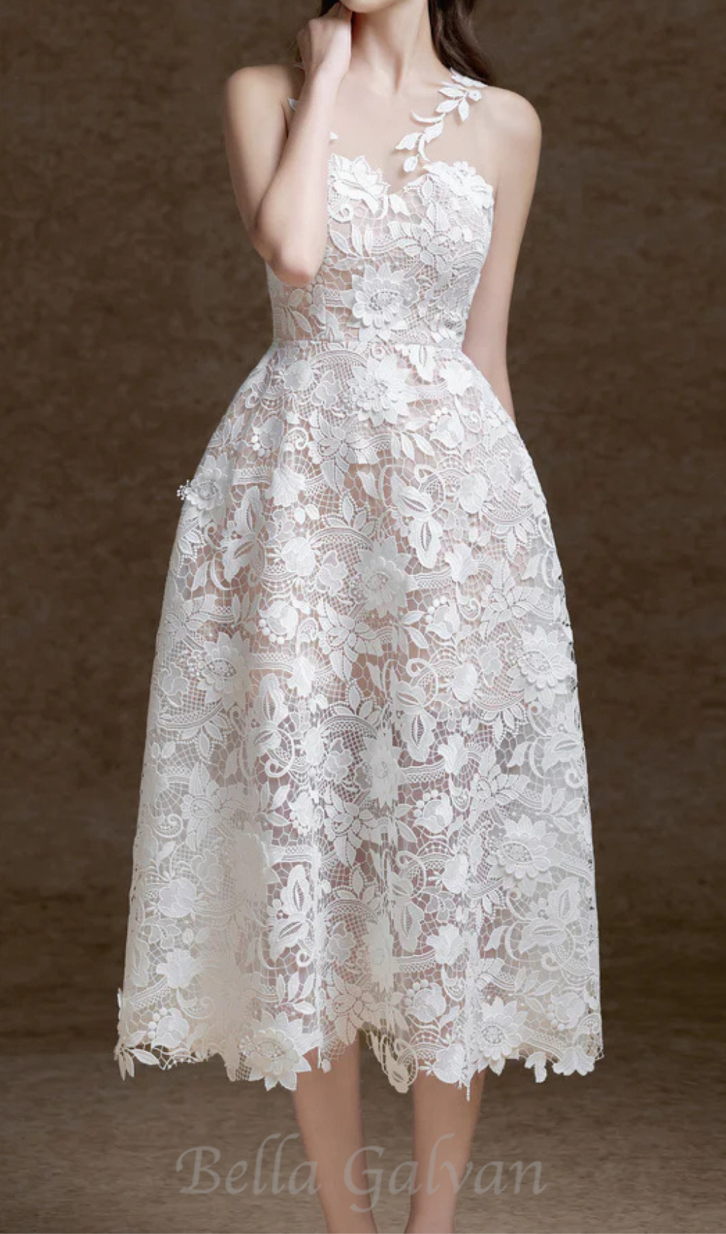Flowering Girl Women erica floral lace midi dress in white