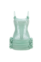 Flowering Girl Women molly Sequin chiffon Mini Dress in mint