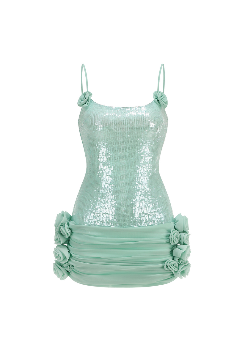 Flowering Girl Women molly Sequin chiffon Mini Dress in mint