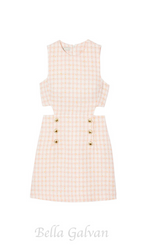 Flowering Girl Women Sleeveless Cutout Pinafore mini Dress in light pink