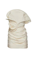 Flowering Girl Women Strapless Ruffled Taffeta Mini Dress in White